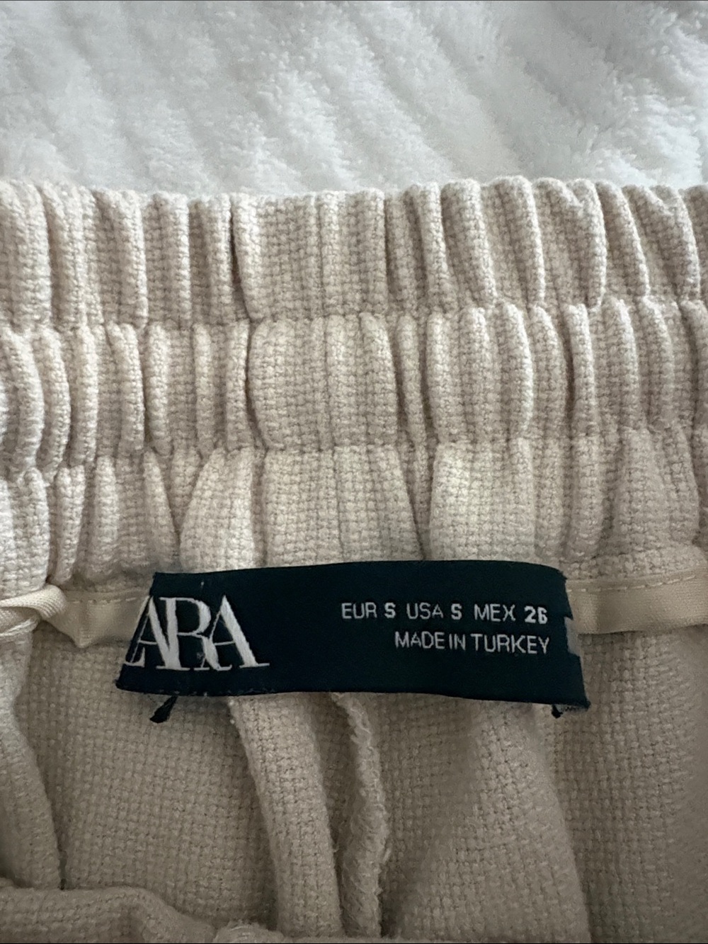 Zara Cream Drawstring Track Pants - Picture 2 of 4